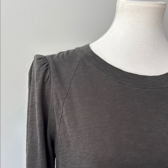 Veronica Beard Baseball Mason Charcoal Long Sleeve Tee Pimo Cotton Top Women's L - Picture 4 of 9